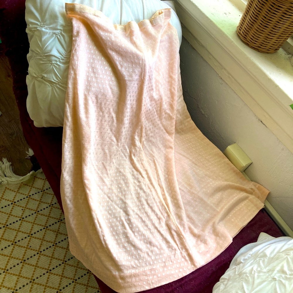 VINTAGE 50’s Soft Pink Checked Cotton Midi Skirt— Waist 28